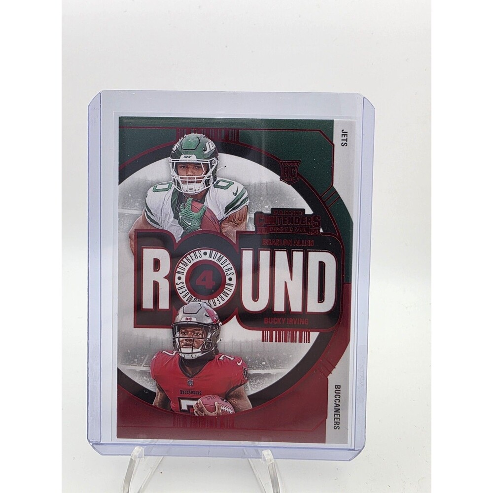 2024 Contenders Football #16 Braelon Allen/Bucky Irving Round Numbers Red Foil